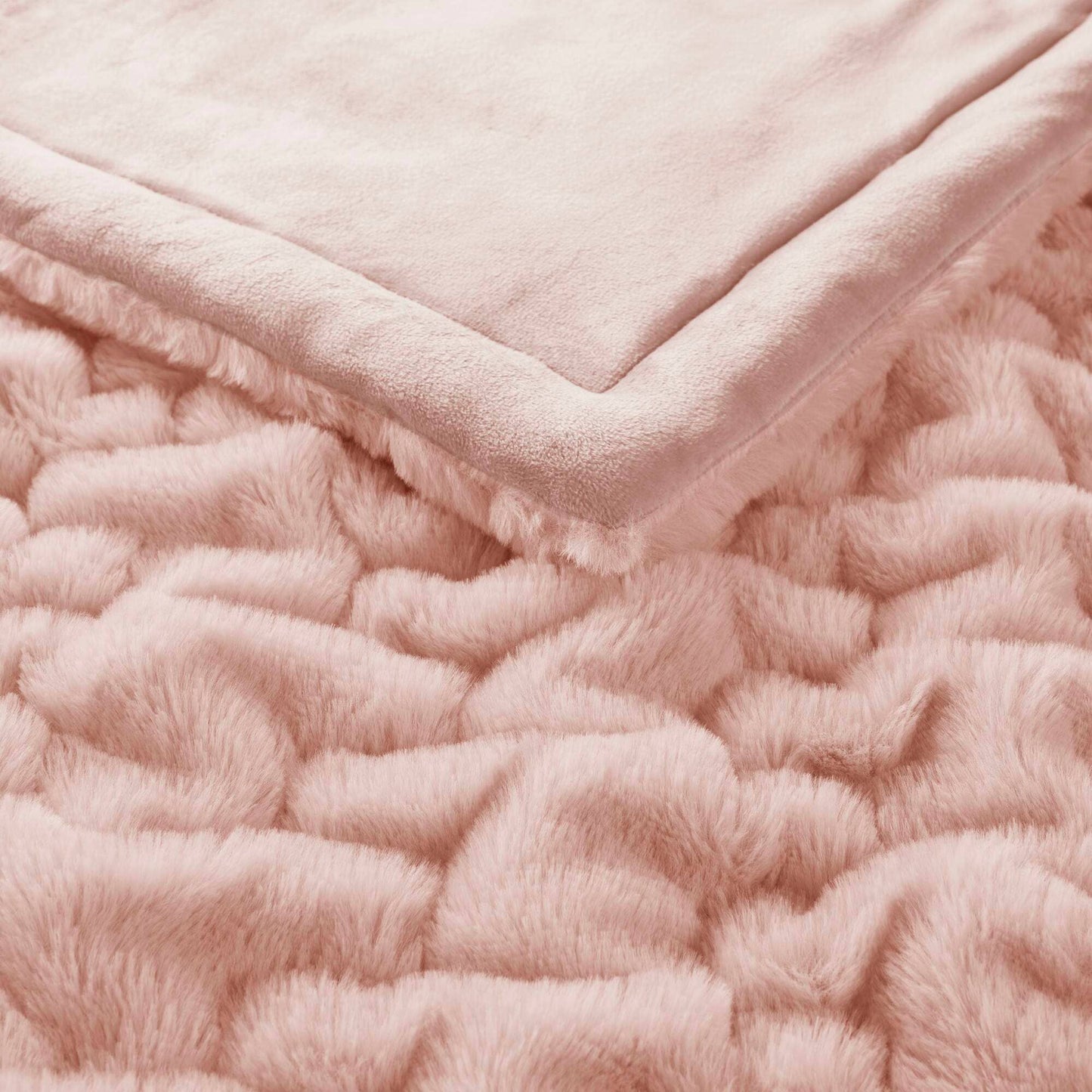 Soft Warm Blush Pink Ruched Throw Blanket - 50" x 60"