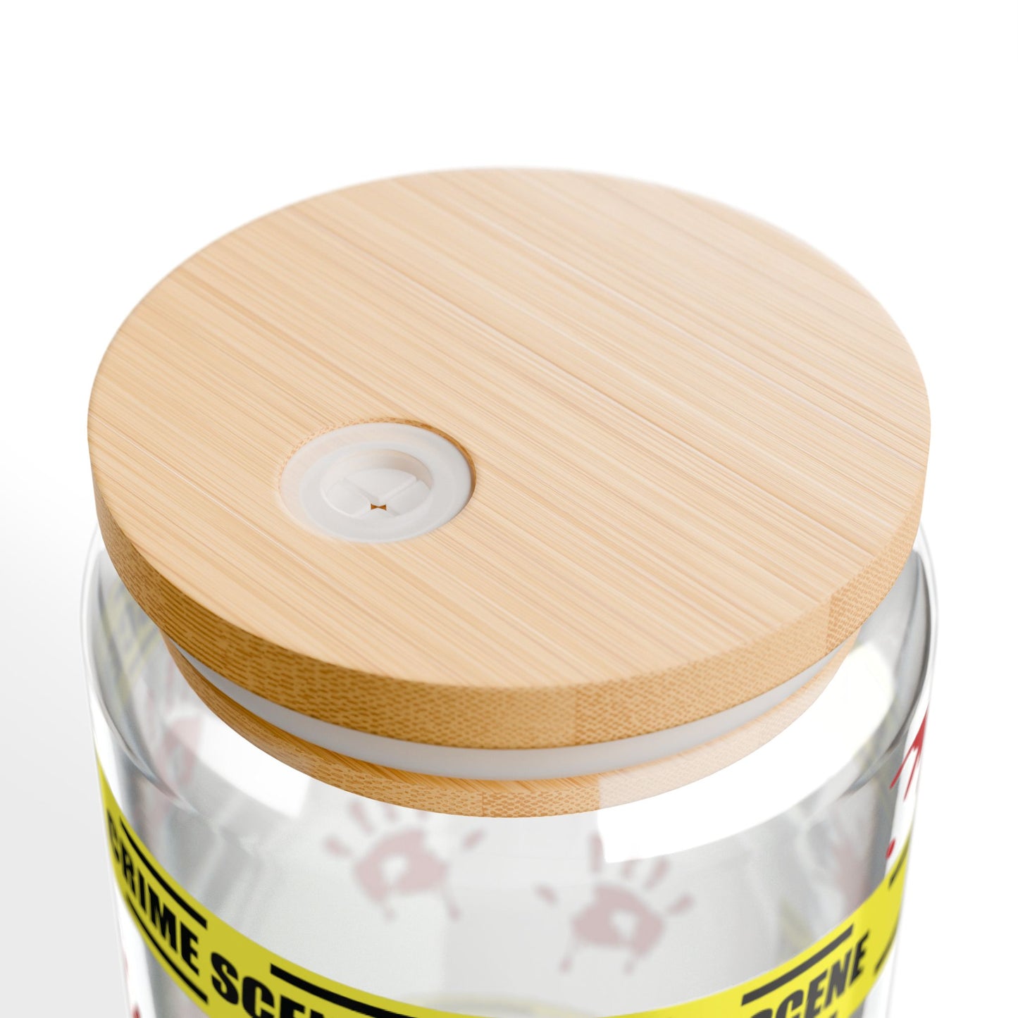 Crime Scene Sipper Glass Can with Straw and Lid