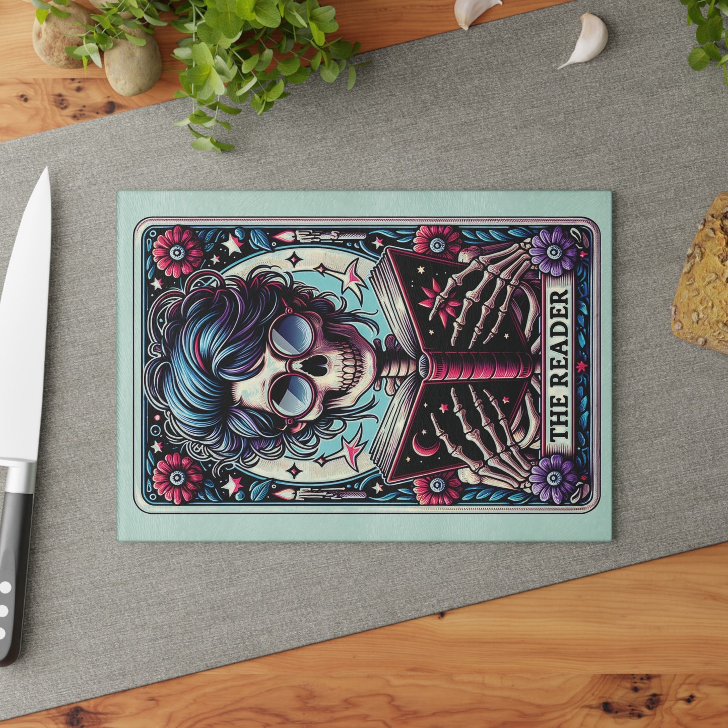 The Reader Tarot Card Glass Cutting Board