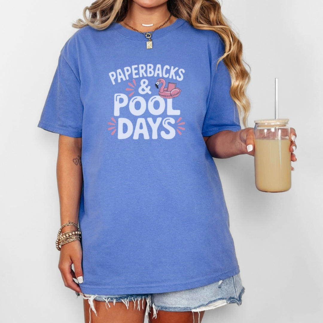 Flamingo Paperbacks and Pool Days Comfort Colors Tshirt