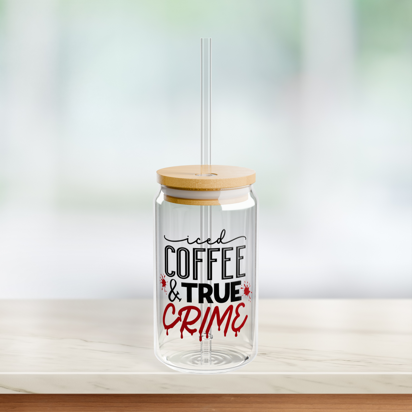 Iced Coffee and True Crime Sipper Glass Can