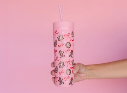 Gingerbread Cookies 16oz Tumbler - Pink