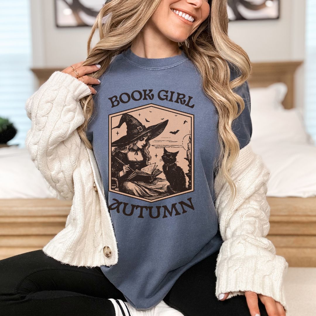 Book Girl Autumn Comfort Colors T-shirt