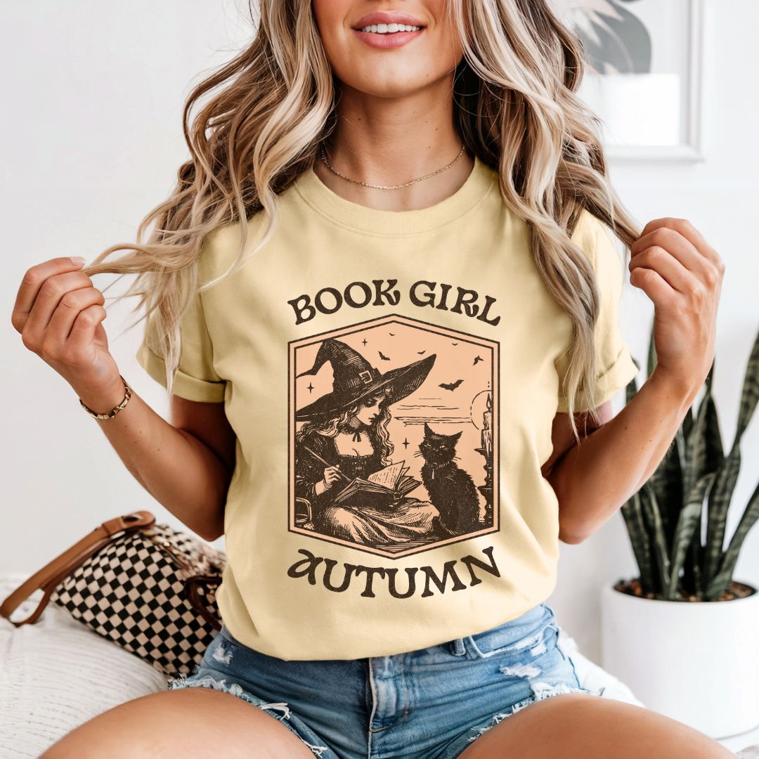 Book Girl Autumn Comfort Colors T-shirt