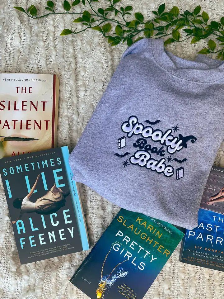Spooky Book Babe Embroidered Sweatshirt for Book Lovers