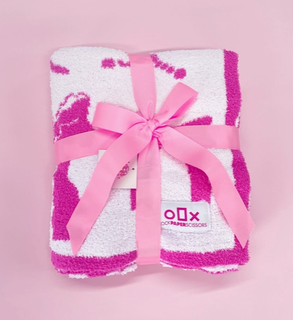 Cozy Bow Luxury Throw Blanket (Pink or Blue)