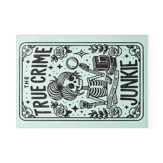 The True Crime Junkie Tarot Card Glass Cutting Board