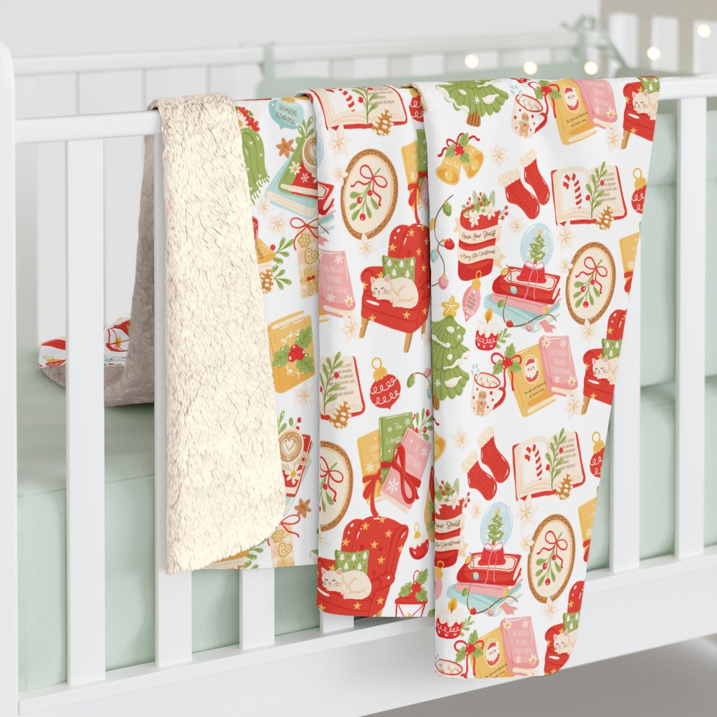 Bookish Christmas Sherpa Fleece Blanket