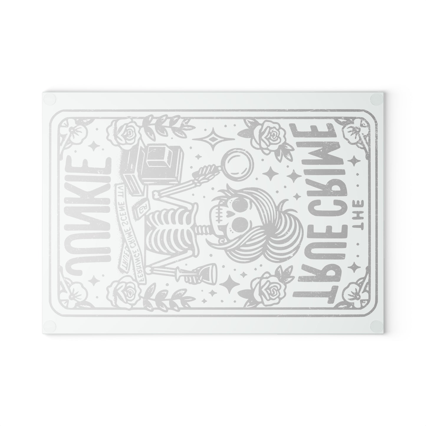 The True Crime Junkie Tarot Card Glass Cutting Board