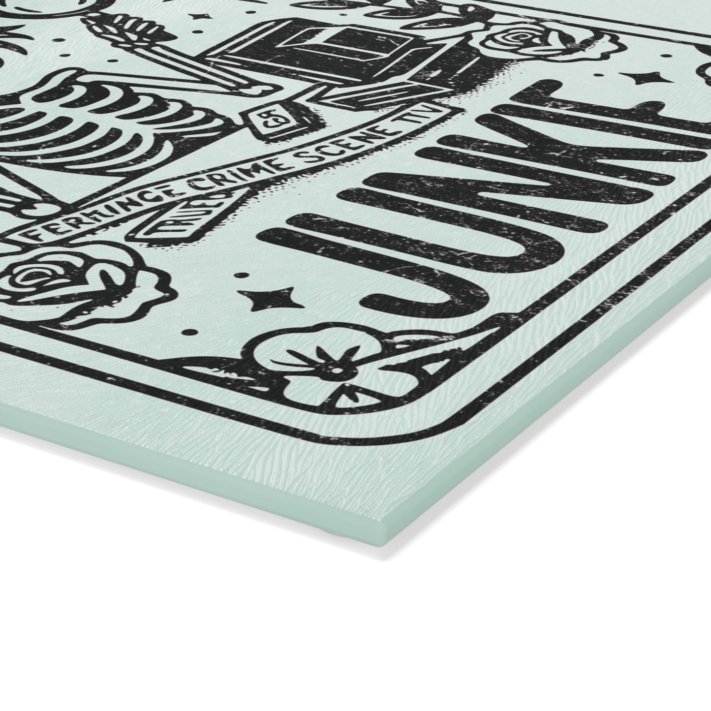 The True Crime Junkie Tarot Card Glass Cutting Board