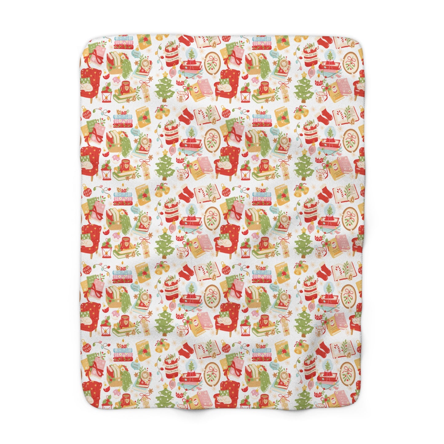 Bookish Christmas Sherpa Fleece Blanket