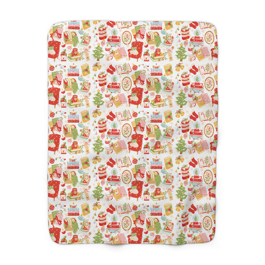 Bookish Christmas Sherpa Fleece Blanket