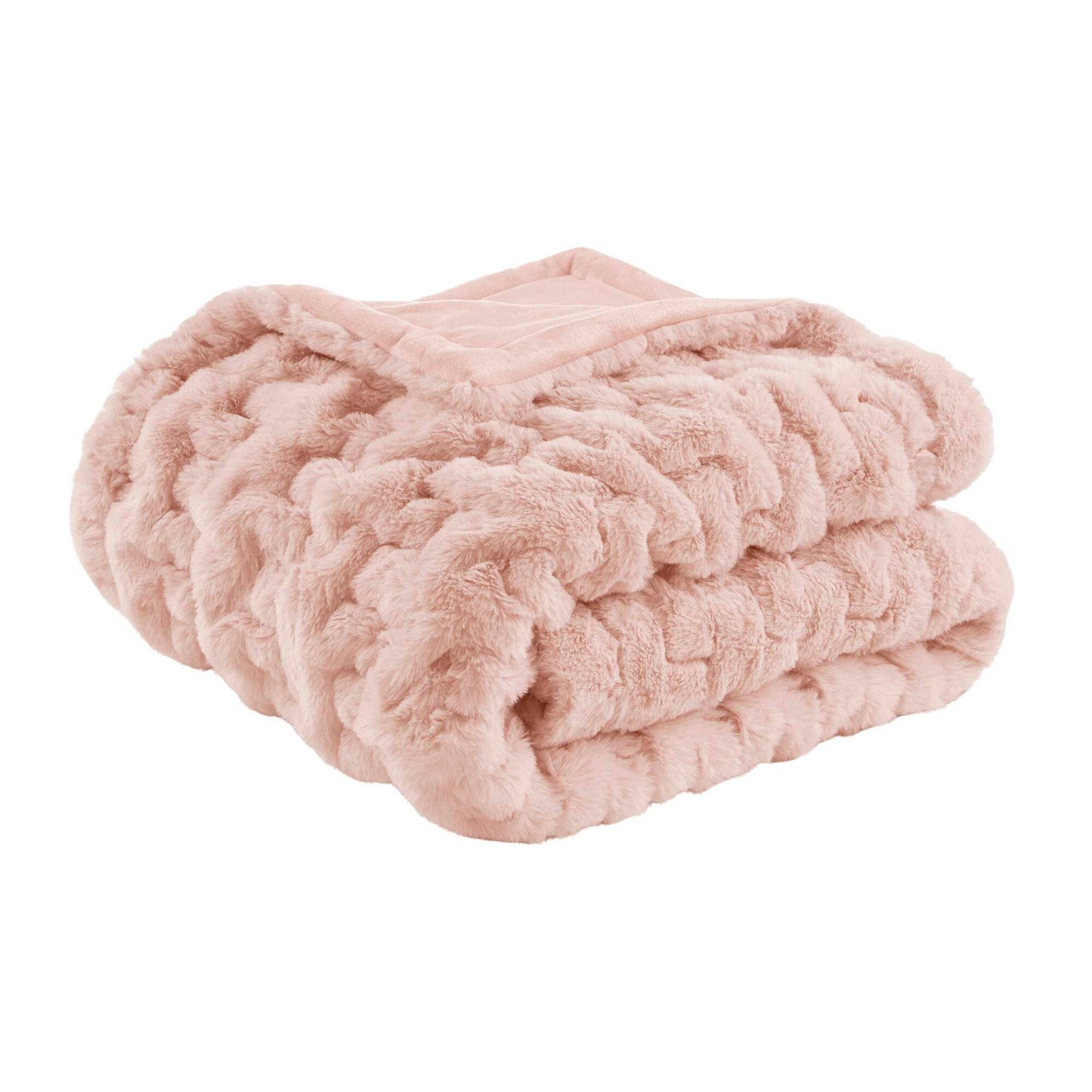 Soft Warm Blush Pink Ruched Throw Blanket - 50" x 60"