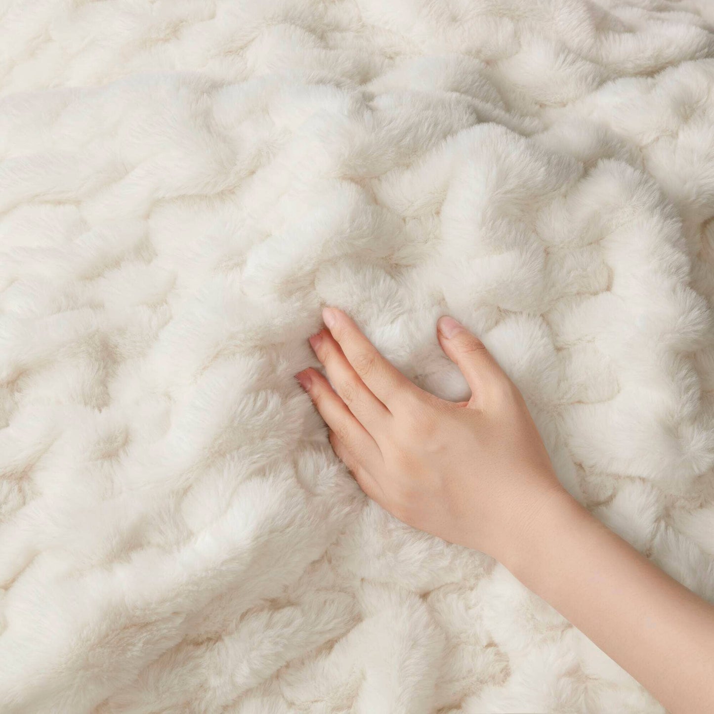 Soft Warm Cream Ruched Throw Blanket - 50" x 60"
