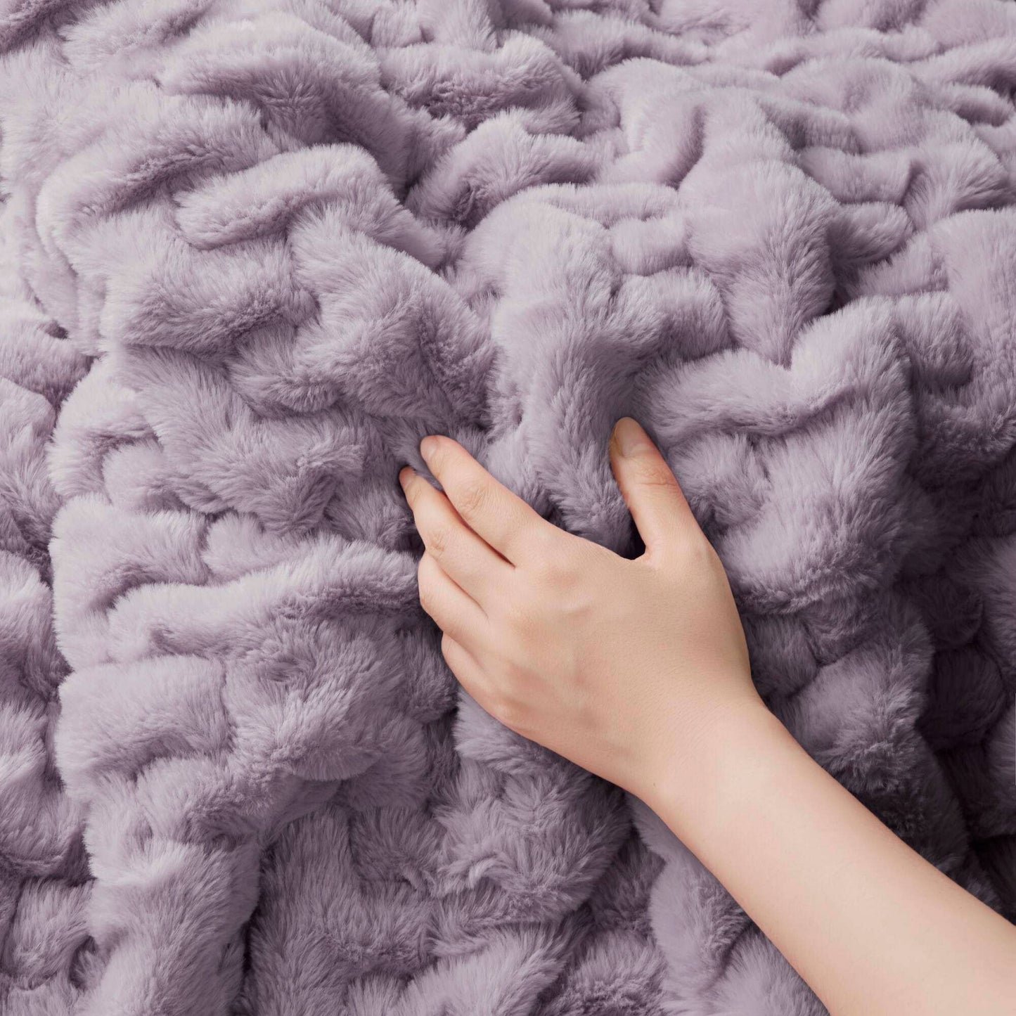 Soft Warm Purple Ruched Throw Blanket - 50" x 60"
