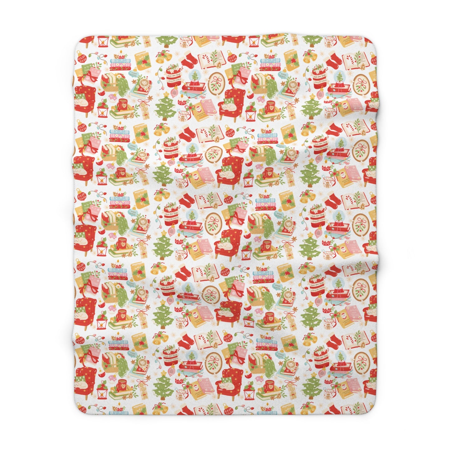 Bookish Christmas Sherpa Fleece Blanket