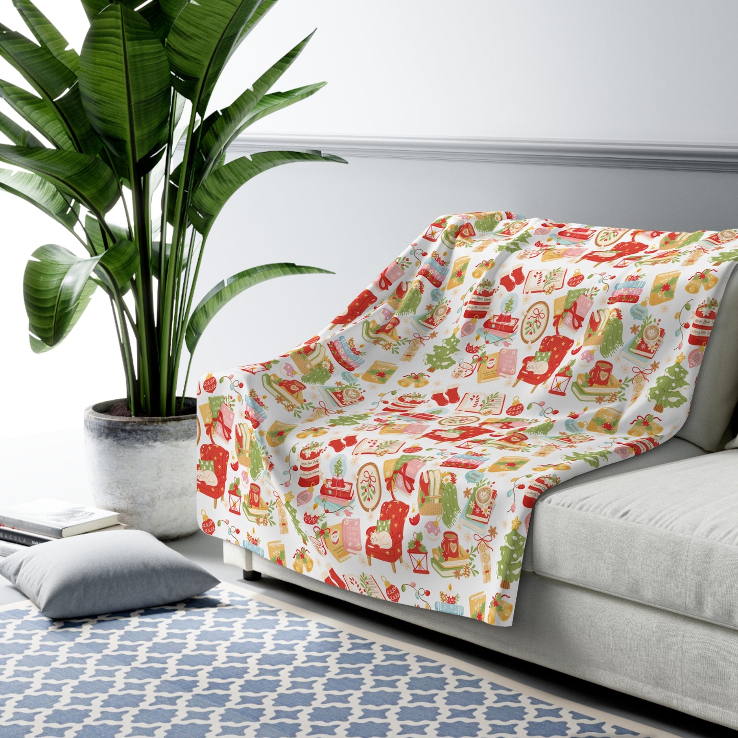 Bookish Christmas Sherpa Fleece Blanket