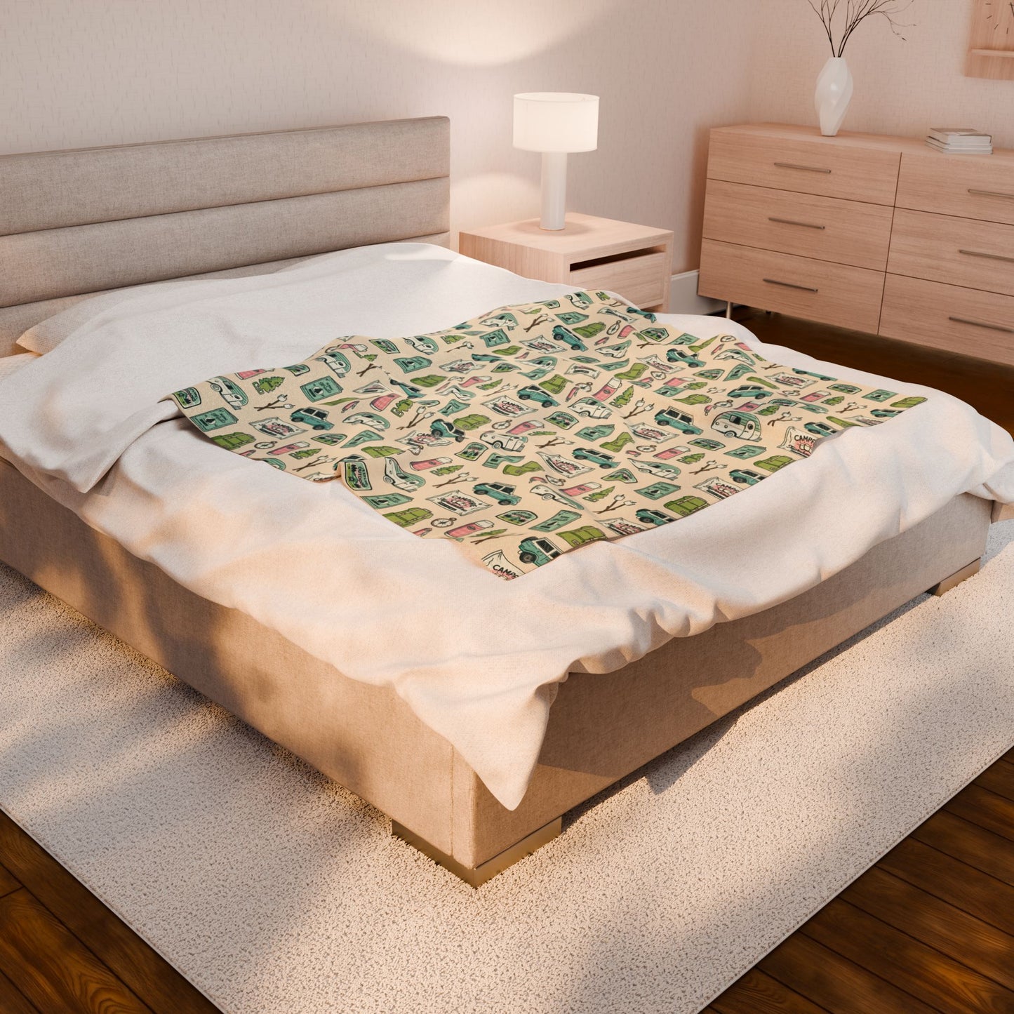 Cozy Camping Velveteen Plush Blanket