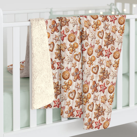 Gingerbread Cookies Sherpa Fleece Blanket