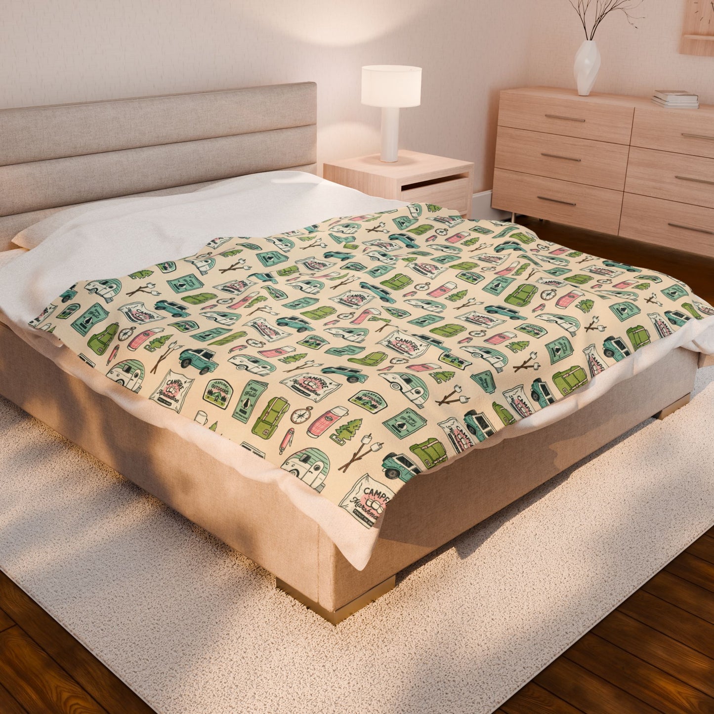 Cozy Camping Velveteen Plush Blanket