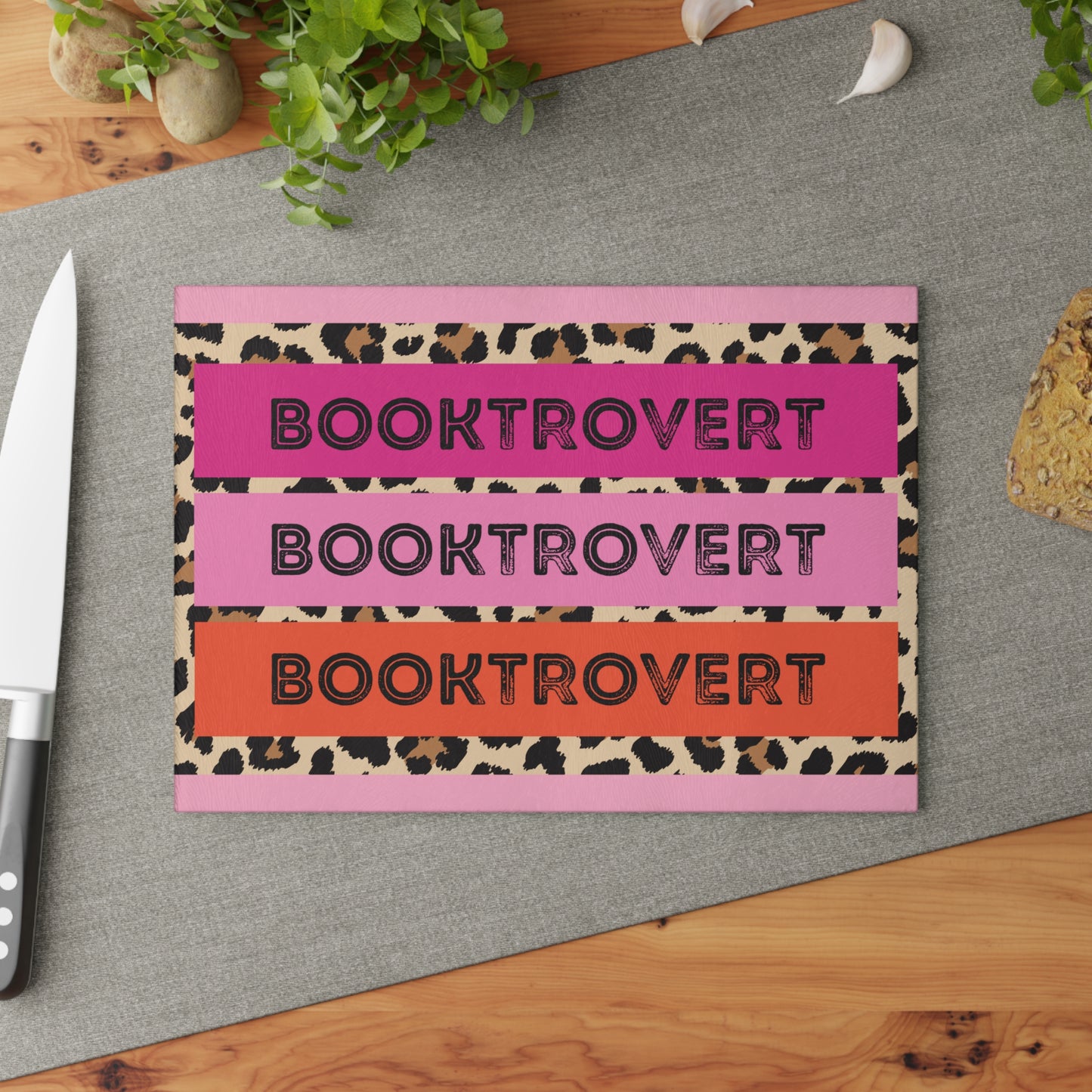 Booktrovert Leopard Glass Cutting Board