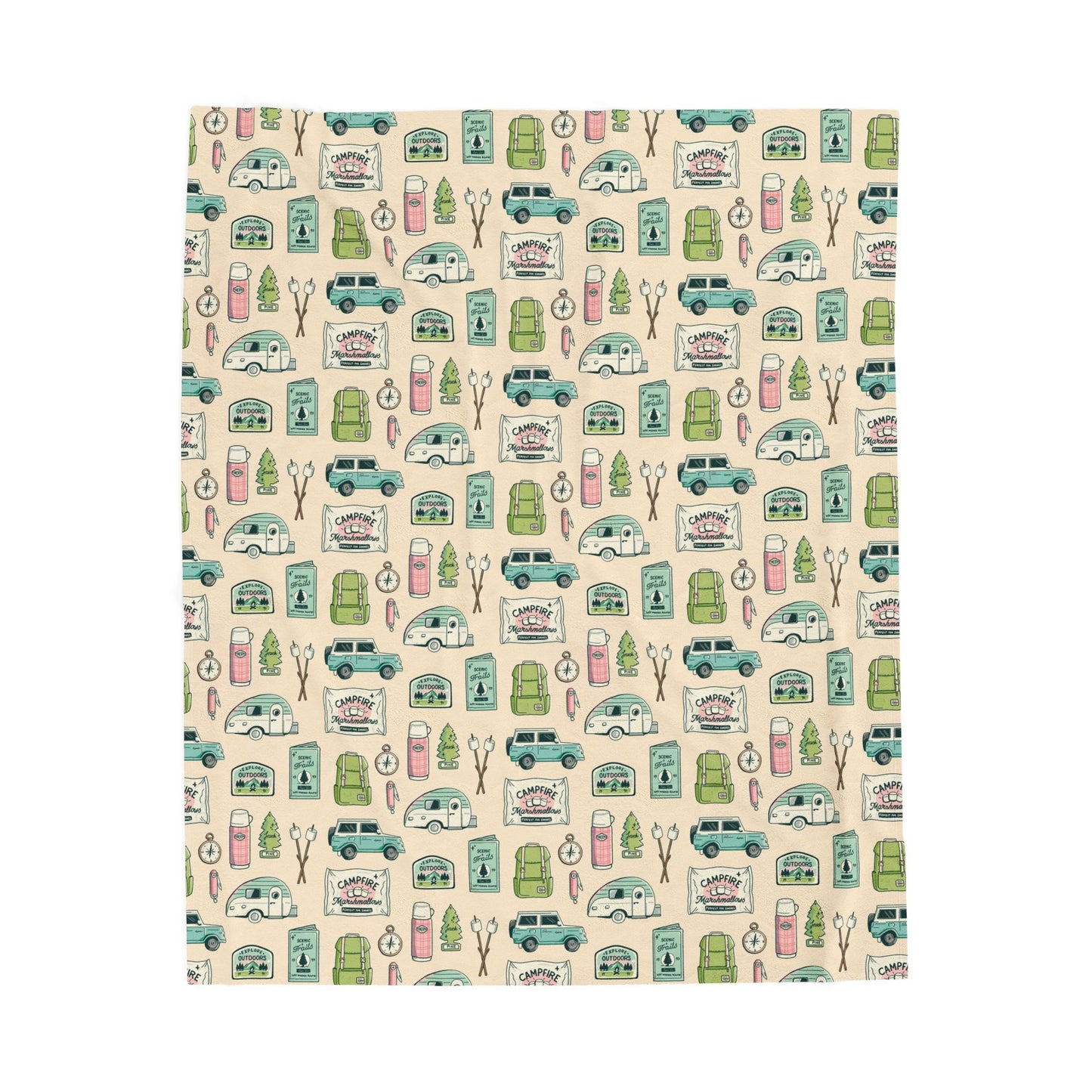 Cozy Camping Velveteen Plush Blanket