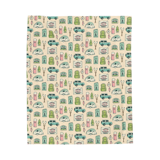 Cozy Camping Velveteen Plush Blanket