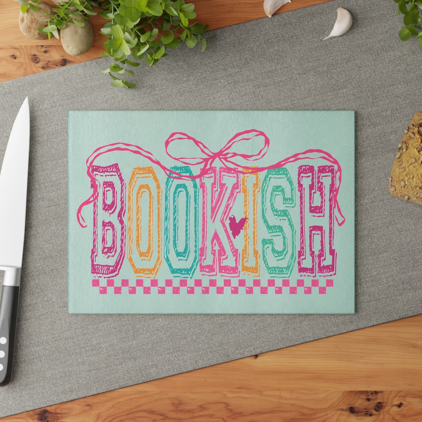 BOOKISH Y2K Glass Cutting Board