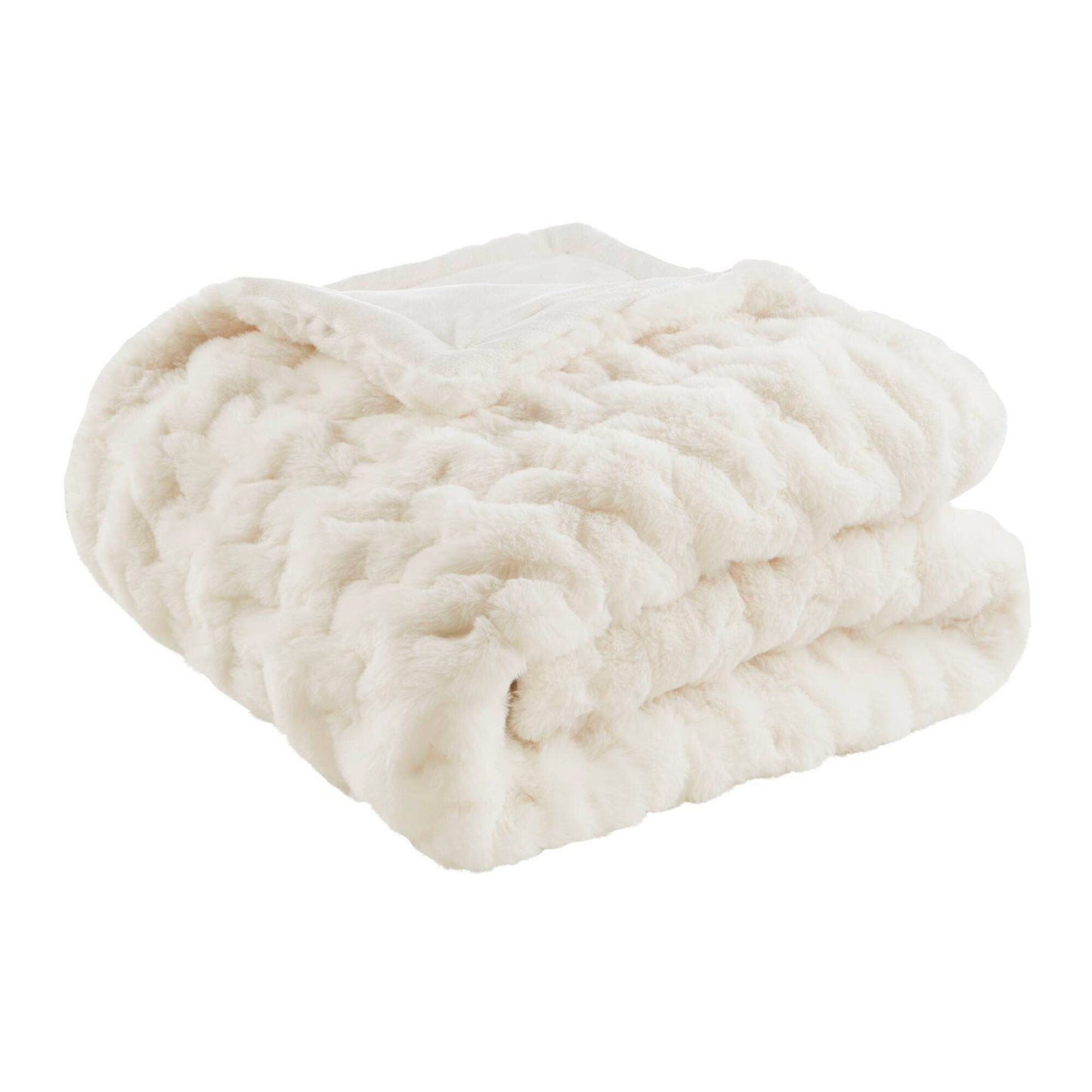 Soft Warm Cream Ruched Throw Blanket - 50" x 60"