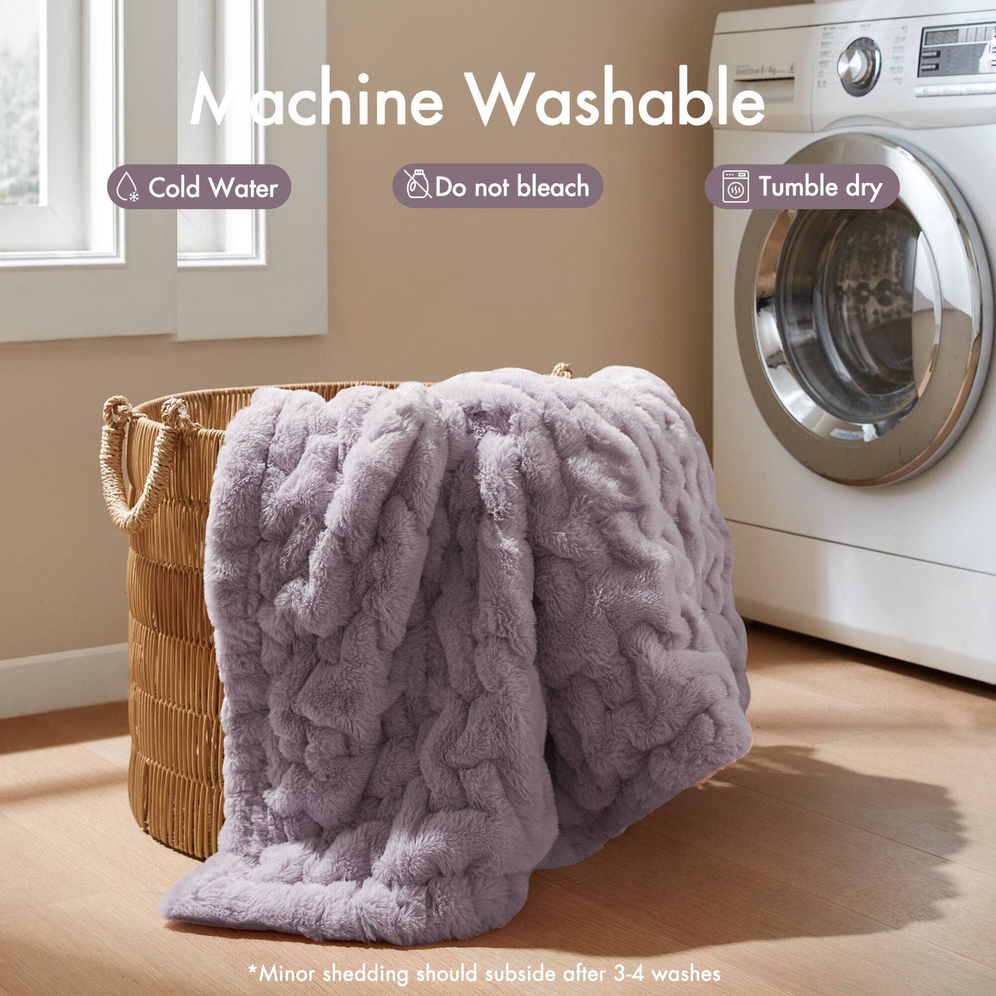Soft Warm Purple Ruched Throw Blanket - 50" x 60"