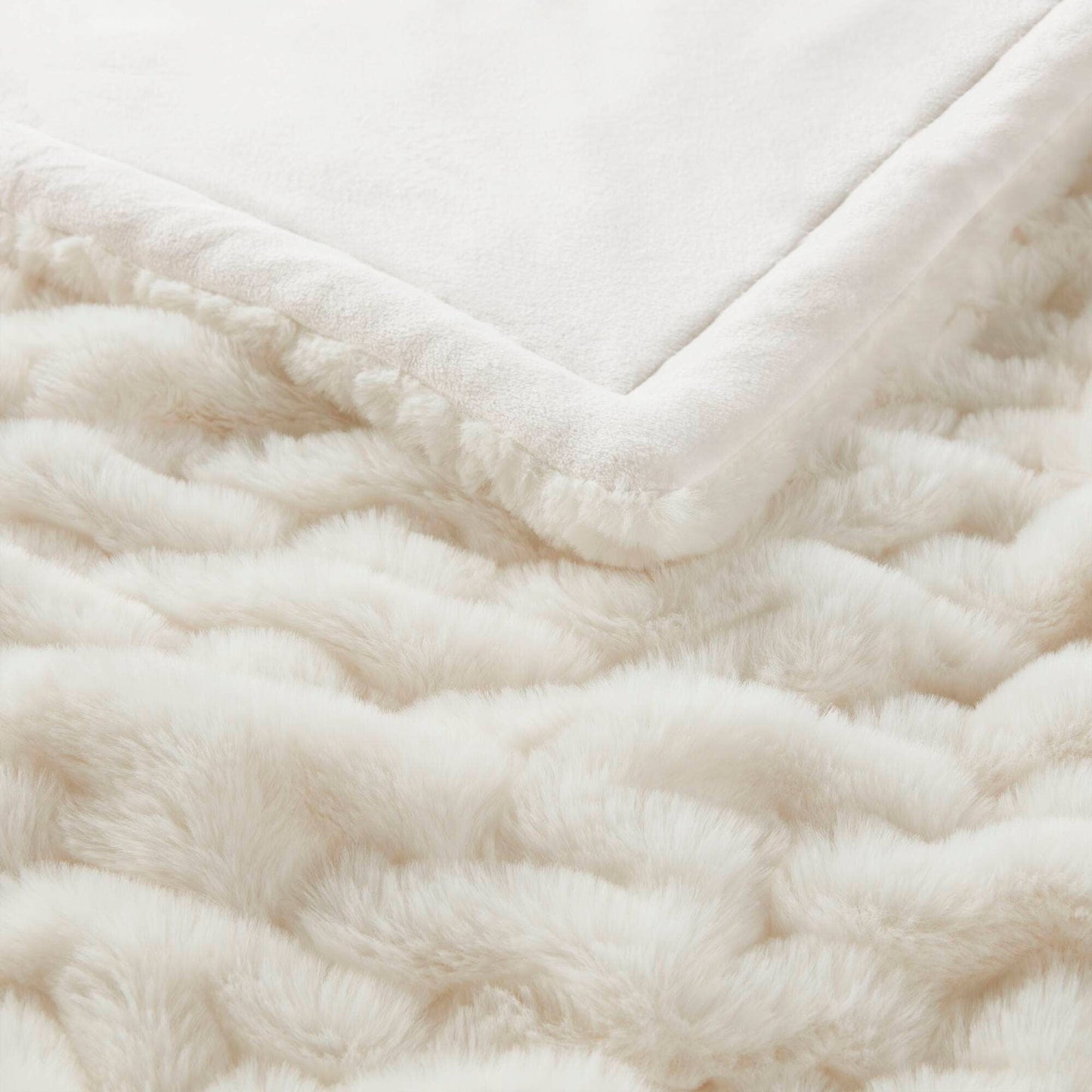 Soft Warm Cream Ruched Throw Blanket - 50" x 60"