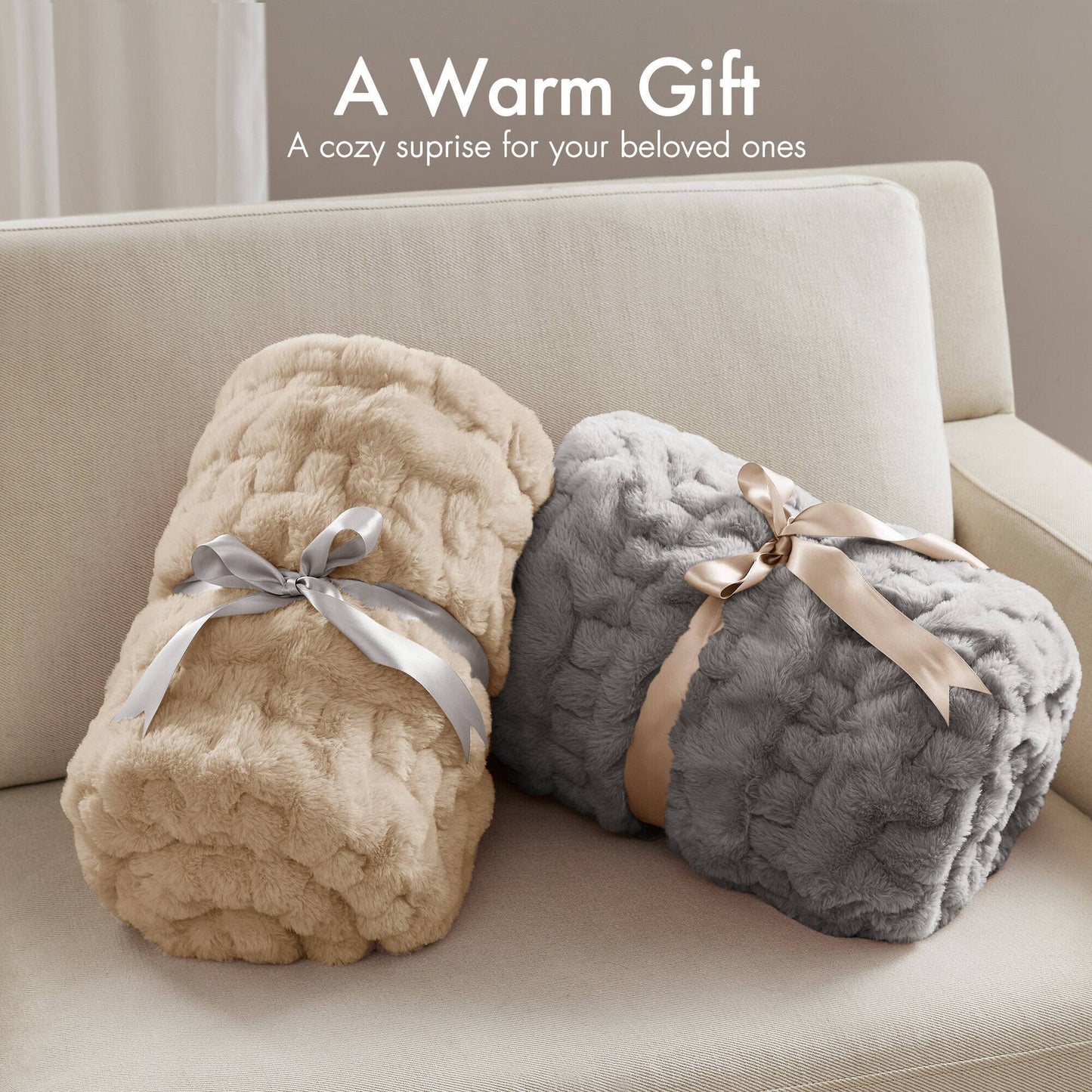 Soft Ruched Grey Throw Blanket - 50"x 60"