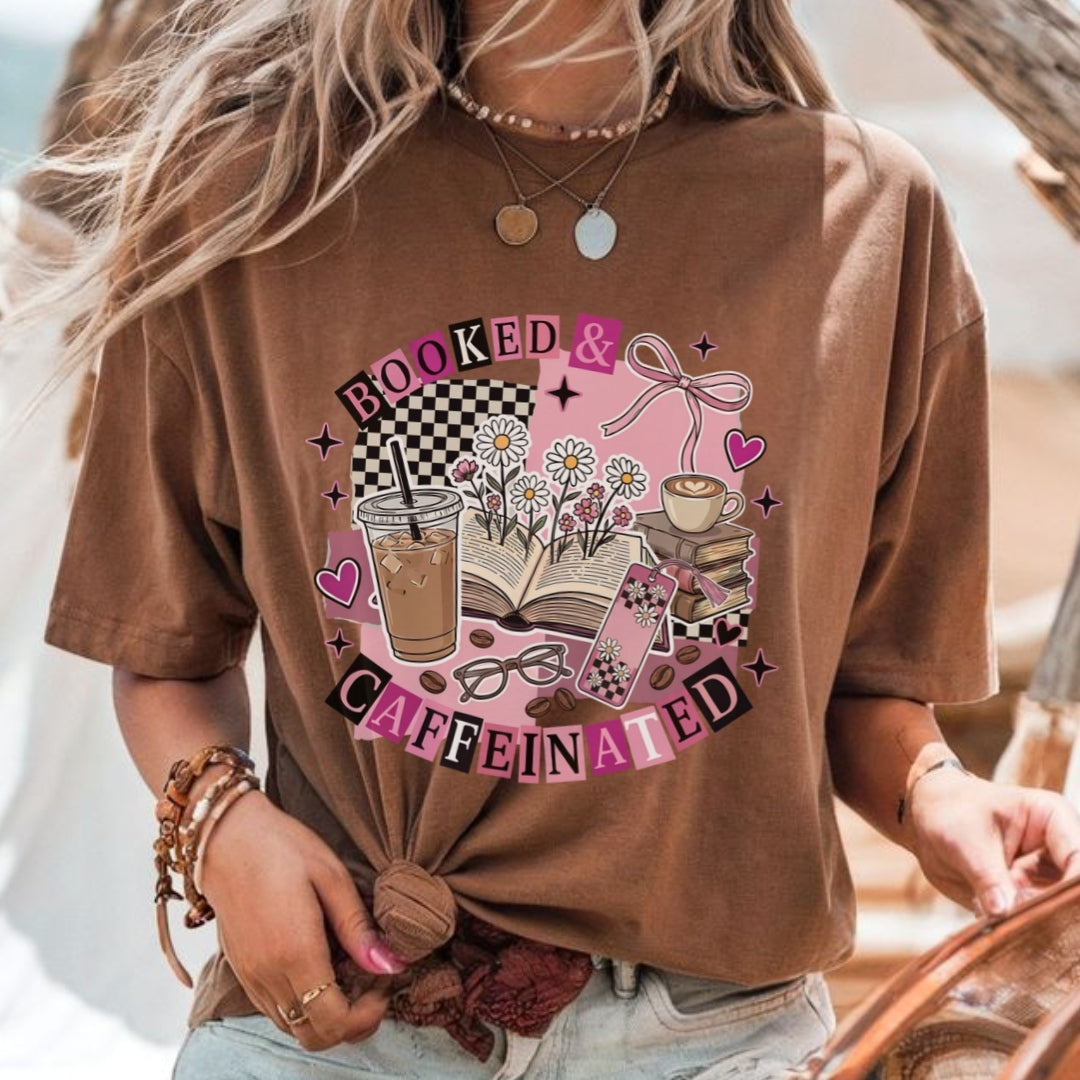 Booked and Caffeinated Comfort Colors T-shirt