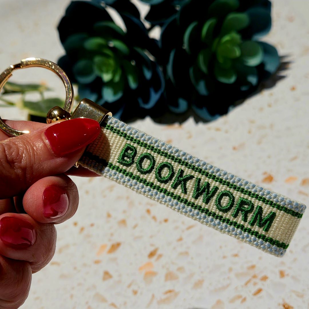 BOOKWORM Embroidered Keychain