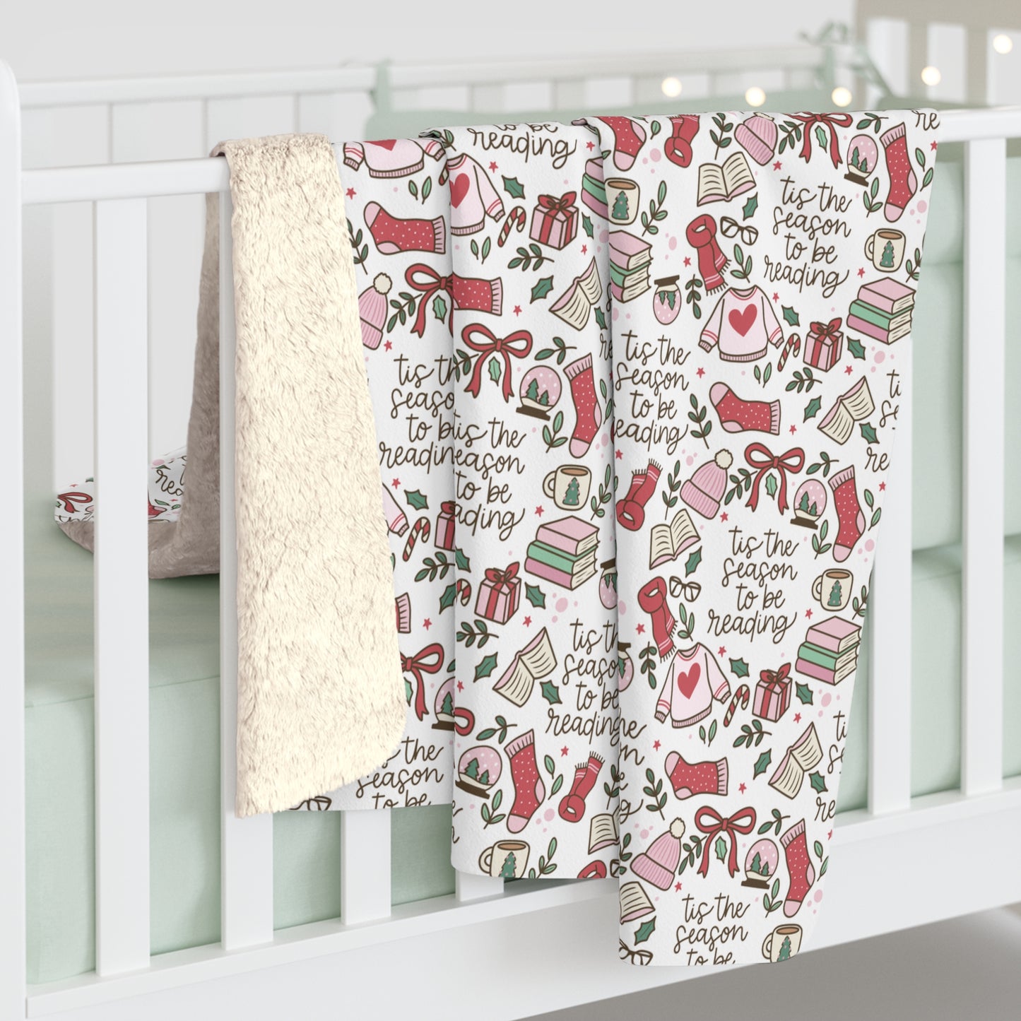 Tis the Season to Be Reading Sherpa Fleece Blanket