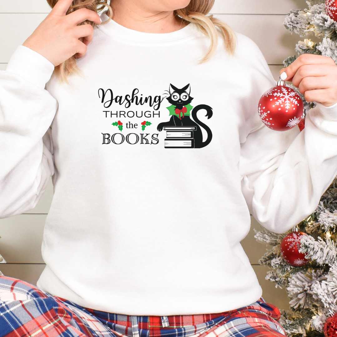 Dashing Through the Books Christmas Bookworm Sweatshirt