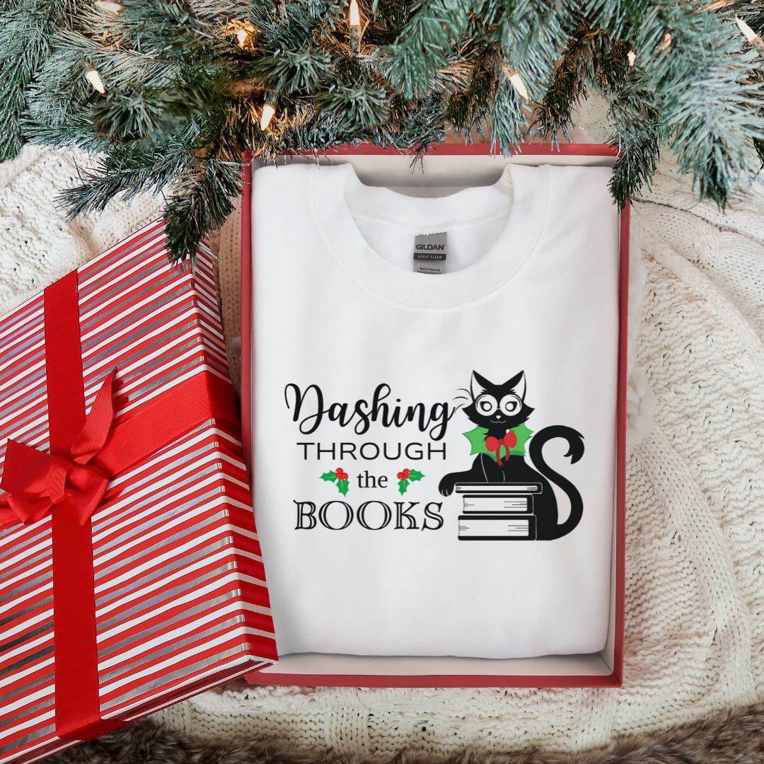 Dashing Through the Books Christmas Bookworm Sweatshirt