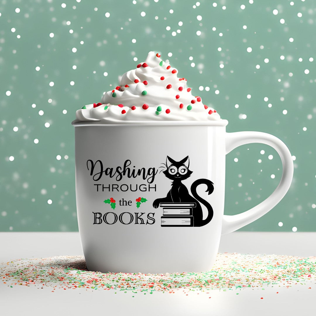 Dashing Through the Books Mug