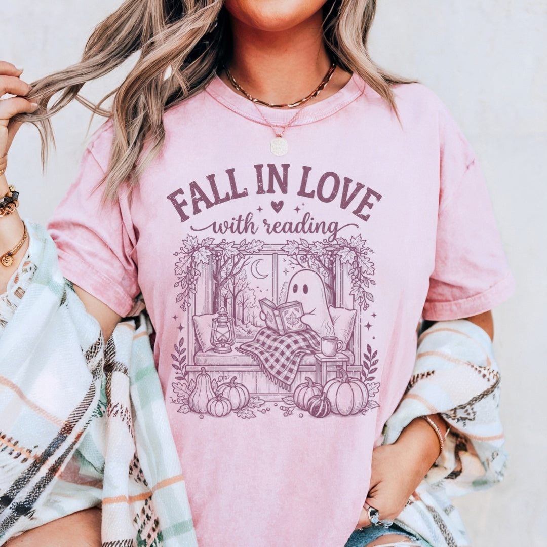 Fall in Love with Reading Ghostly Comfort Colors T-shirt