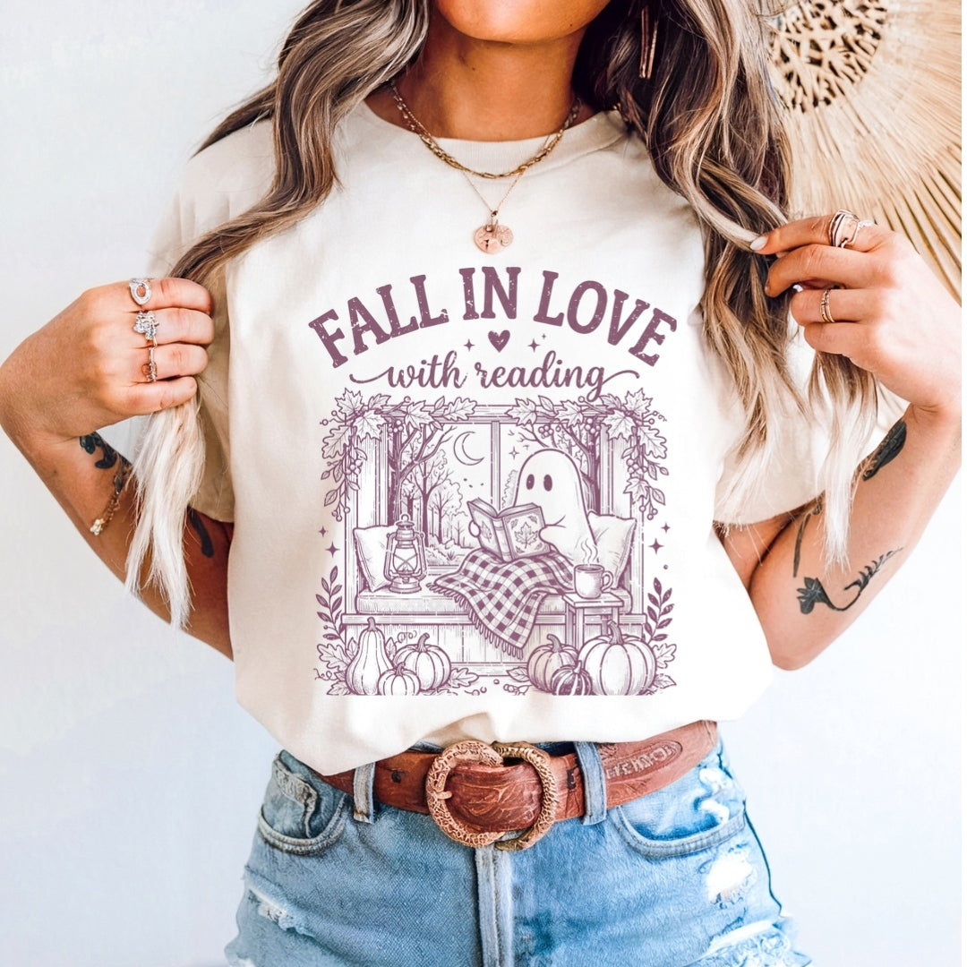 Fall in Love with Reading Ghostly Comfort Colors T-shirt