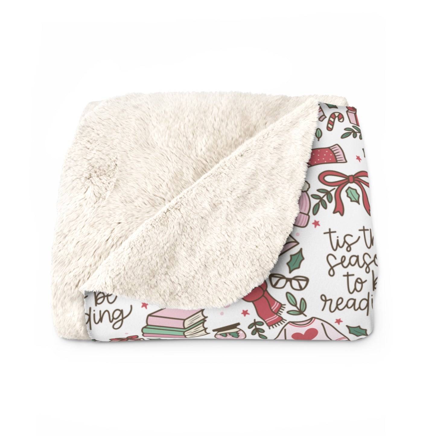 Tis the Season to Be Reading Sherpa Fleece Blanket