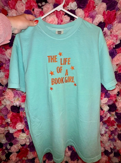Life of a Book Girl Embroidered Comfort Colors T-shirt