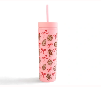 Gingerbread Cookies 16oz Tumbler - Pink