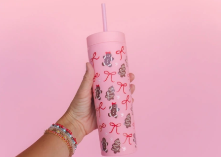 Gingerbread Cookies 16oz Tumbler - Pink