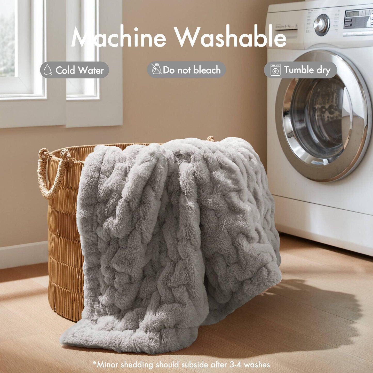Soft Ruched Grey Throw Blanket - 50"x 60"