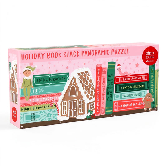 Holiday Bookshelf - 400 Piece Panoramic Jigsaw Puzzle