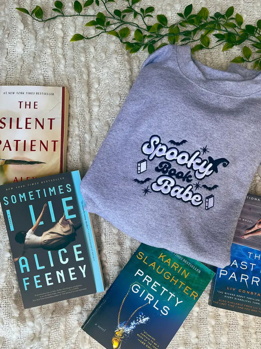 Spooky Book Babe Embroidered Sweatshirt for Book Lovers